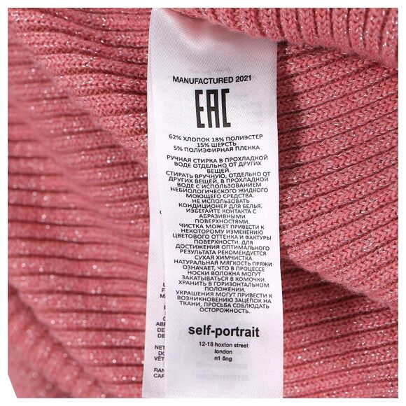 Self-Portrait Asymmetric Knitted Midi Dress in Pink Wool Brown Size Large NWT - Picture 5 of 5